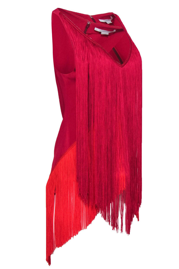 Current Boutique-Stella McCartney - Red Two-Toned Fringed Tank Sz 2