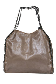 Current Boutique-Stella McCartney - Taupe "Falabella" Vegan Suede Silver Chain Shoulder Bag w/ Stitched Trim