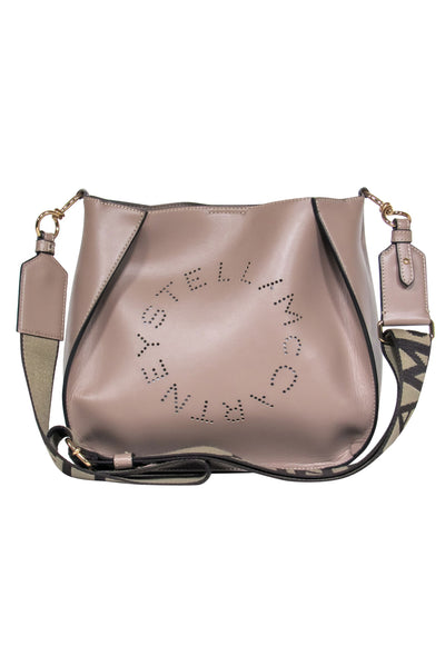 Current Boutique-Stella McCartney - Taupe Leather Crossbody w/ Laser Cut Logo