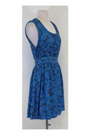 Current Boutique-Steven Alan - Blue & Dark Grey Swirl Floral Print Dress Sz S