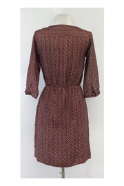 Current Boutique-Steven Alan - Burgundy & Cream Print Silk Dress Sz 2