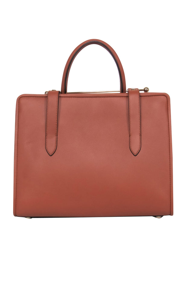 Current Boutique-Strathberry - Tan Leather Structured Handbag w/ Single Handle & Adjustable Strap
