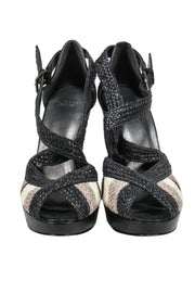 Current Boutique-Stuart Weitzman - Black & Cream Braided Heels Sz 10