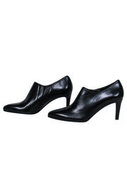 Current Boutique-Stuart Weitzman - Black Leather Heel Pointed Toe "Napa" Booties Sz 9.5