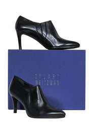 Current Boutique-Stuart Weitzman - Black Leather Pointed Toe Heeled "Nappa" Booties Sz 10