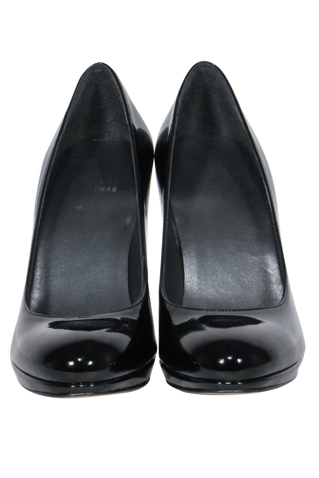 Current Boutique-Stuart Weitzman - Black Patent Leather Round Toe Pumps Sz 7.5