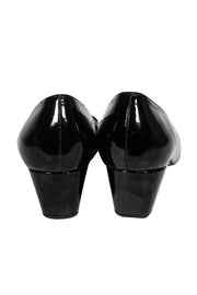 Current Boutique-Stuart Weitzman - Black Patent Peep Toe Wedges Sz 8