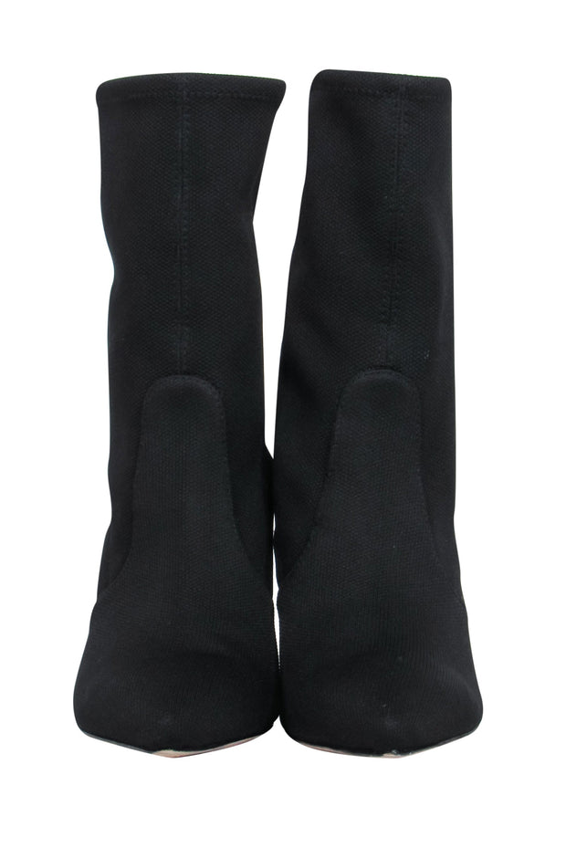 Current Boutique-Stuart Weitzman - Black Pointed Toe Heeled Sock Booties Sz 6.5