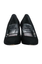 Current Boutique-Stuart Weitzman - Black Pointed Toe Kitten Heels w/ Jeweled Embellishment Sz 7