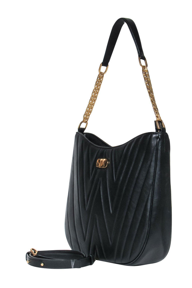 Current Boutique-Stuart Weitzman - Black Quilted Leather Shoulder Bag