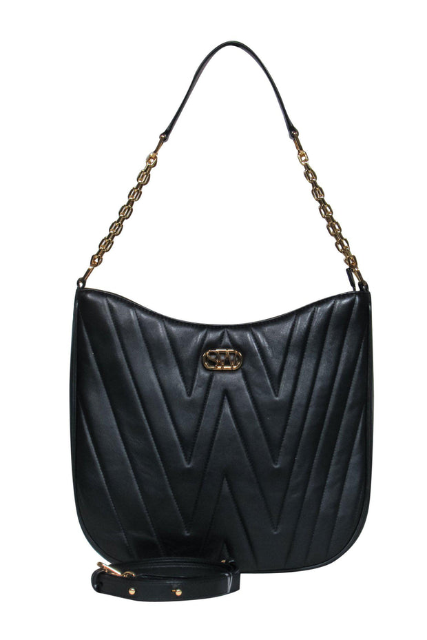 Stuart Weitzman - Black Quilted Leather Shoulder Bag – Current Boutique