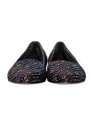 Current Boutique-Stuart Weitzman - Black & Rainbow Printed Pointed Toe Flats Sz 6.5