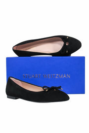 Current Boutique-Stuart Weitzman - Black Suede "Gabby" Ballerina Flats w/ Bow Sz 8.5