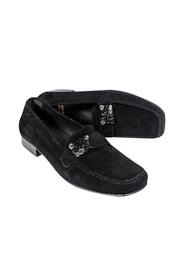 Current Boutique-Stuart Weitzman - Black Suede Loafers w/ Gem Sz 7.5