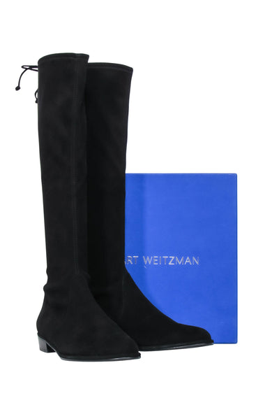 Current Boutique-Stuart Weitzman - Black Suede Midi Boots Sz 10