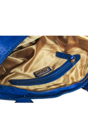Current Boutique-Stuart Weitzman - Bright Cobalt Blue Textured Nylon & Leather Satchel