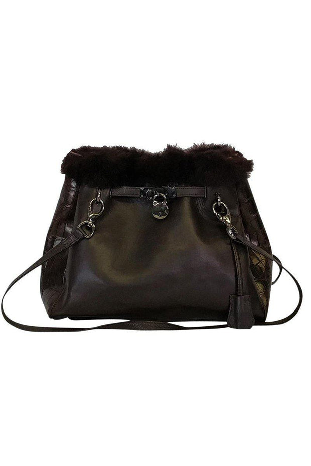 Current Boutique-Stuart Weitzman - Brown Leather Bag w/ Fur