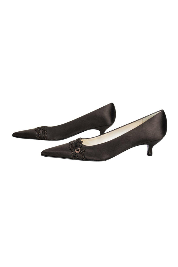 Brown Metallic Heel Suedette Court Shoes | Buy Women's Heels | Sojoee