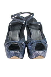 Current Boutique-Stuart Weitzman - Chambray & Shimmer Snakeskin Strappy Pumps Sz 11