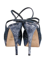 Current Boutique-Stuart Weitzman - Chambray & Shimmer Snakeskin Strappy Pumps Sz 11