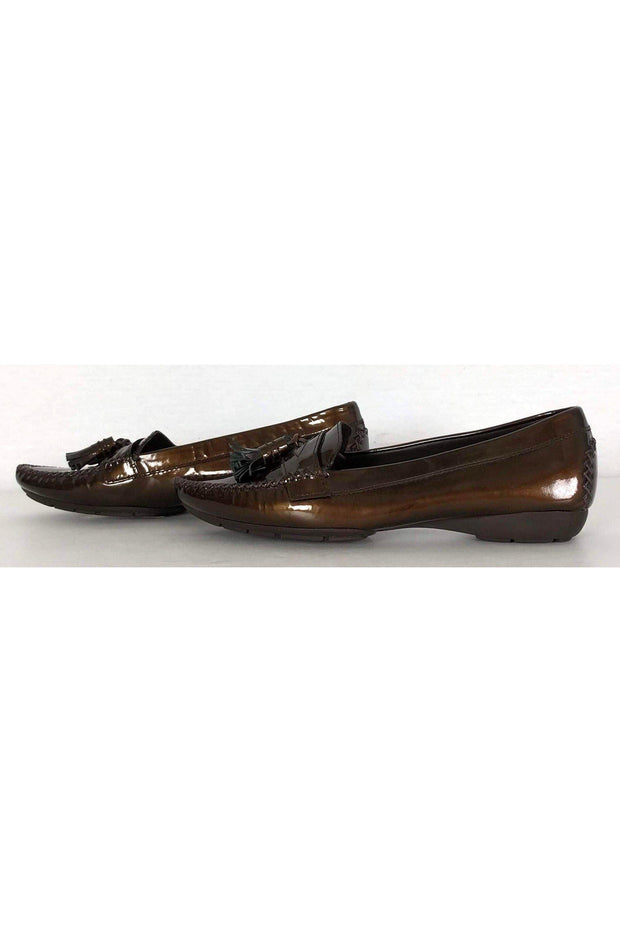 Current Boutique-Stuart Weitzman - Copper Patent Leather Loafers Sz 7.5