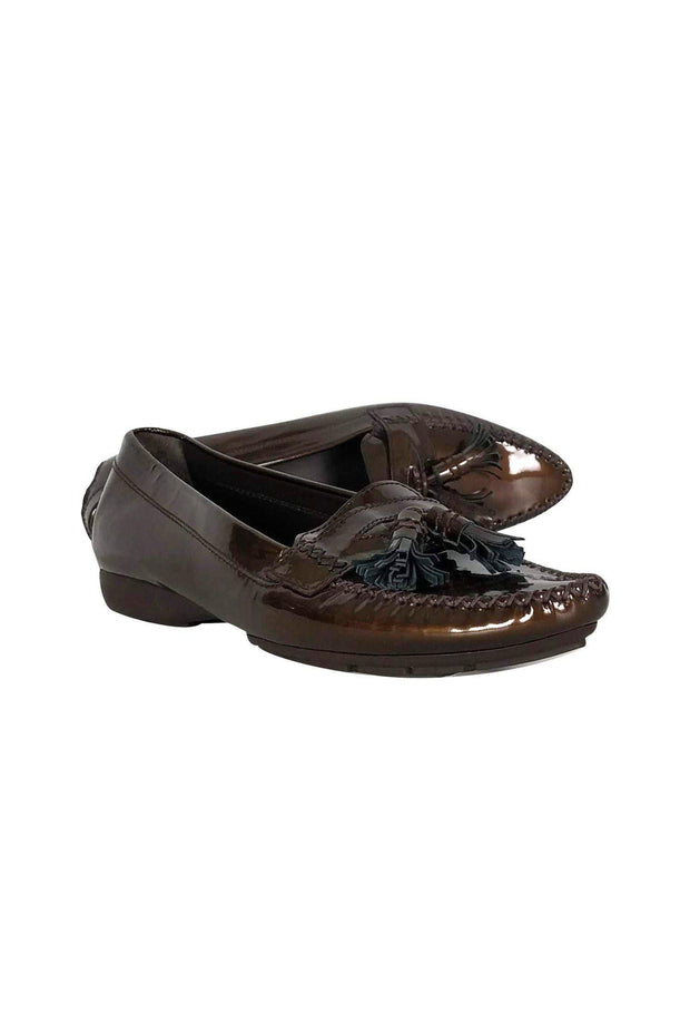 Current Boutique-Stuart Weitzman - Copper Patent Leather Loafers Sz 7.5