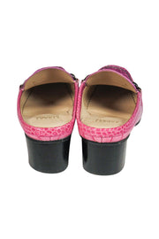 Current Boutique-Stuart Weitzman - Embossed Pink Square Toe Loafers Sz 7.5