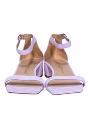 Current Boutique-Stuart Weitzman - Lilac Suede Ankle Strap Square Toe Sandals Sz 11.5