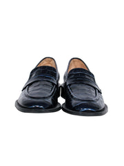 Current Boutique-Stuart Weitzman - Navy Reptile Embossed Leather Loafer Sz 10