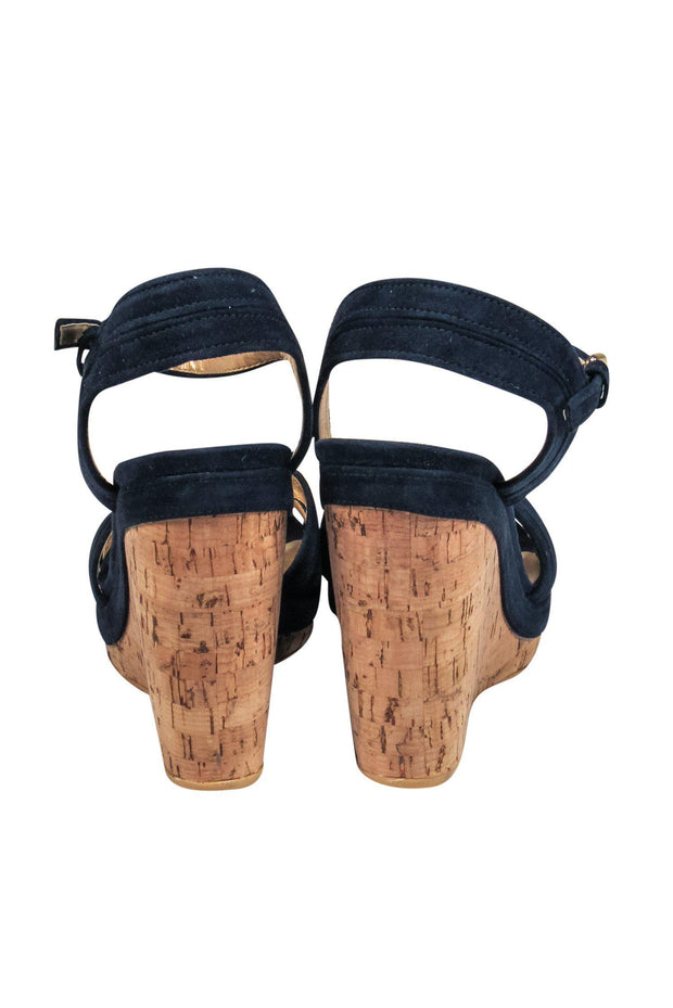 Current Boutique-Stuart Weitzman - Navy Strappy Wedge Sandals Sz 8