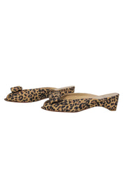 Current Boutique-Stuart Weitzman - Tan Leopard Print Woven Peep Toe Kitten Heels w/ Bow Sz 8