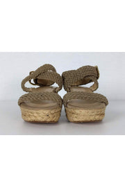 Current Boutique-Stuart Weitzman - Taupe Crochet Wedge Sandal Sz 7