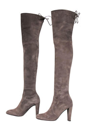 Current Boutique-Stuart Weitzman - Taupe Suede Over-the-Knee Heeled "Highland" Boots Sz 7