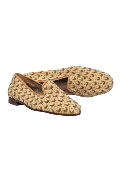 Current Boutique-Stubbs & Wootton - Beige Woven Dotted Texture Slipper Loafers Sz 7.5