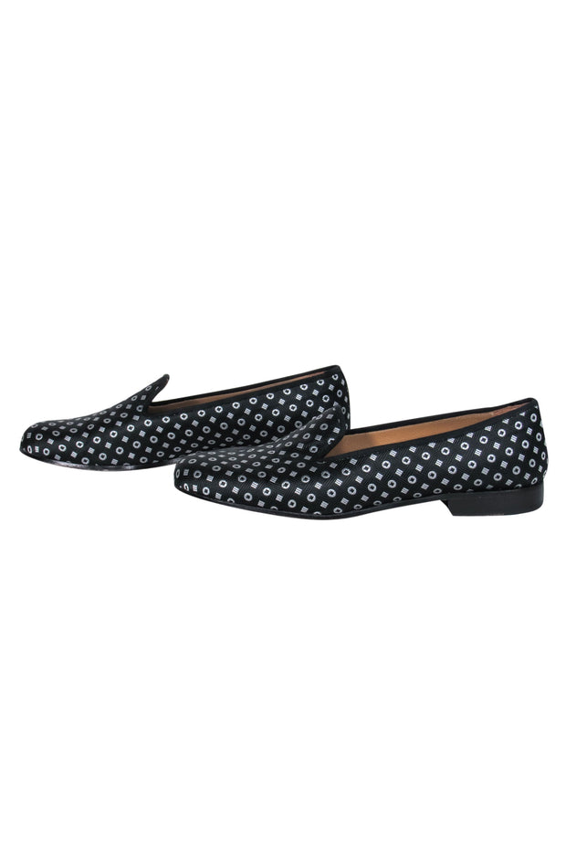 Current Boutique-Stubbs & Wootton - Black & Silver Geometric Embroidered Loafers Sz 8.5