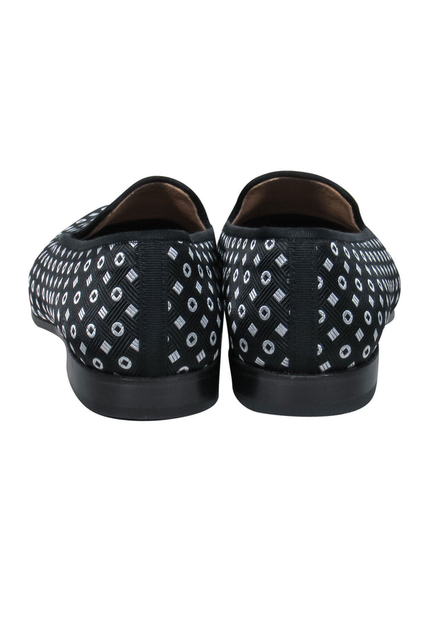 Current Boutique-Stubbs & Wootton - Black & Silver Geometric Embroidered Loafers Sz 8.5