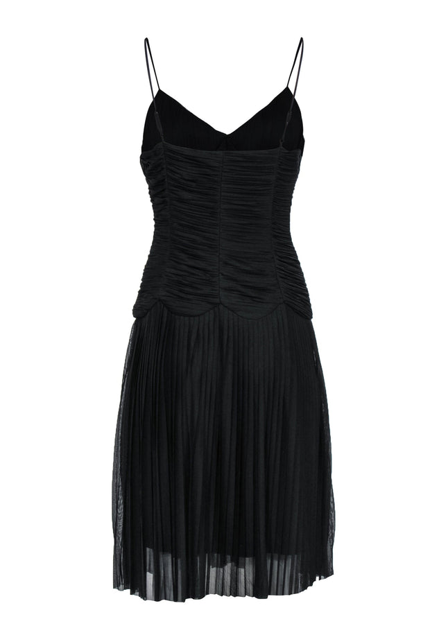 Current Boutique-Sue Wong - Black Pleated Drop Waist Swing Dress Sz 8