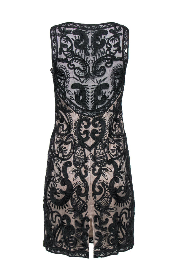 Current Boutique-Sue Wong - Black Sheer Lace Sleeveless Bodycon Dress Sz 4