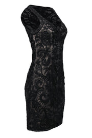 Current Boutique-Sue Wong - Black Sheer Lace Sleeveless Bodycon Dress Sz 6