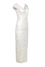 Current Boutique-Sue Wong - Embellished White Lace Cap Sleeve Gown Sz 0