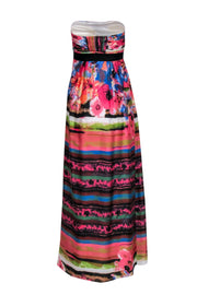 Current Boutique-Sue Wong - Multicolor Floral Print Maxi Gown Sz 4