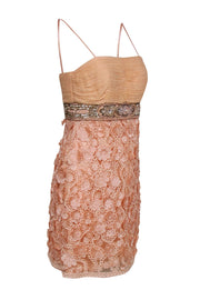 Current Boutique-Sue Wong - Pale Pink Sheath Dress w/ Floral Appliques & Beaded Waist Sz 10