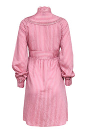 Current Boutique-Sui by Anna Sui - Pink & White Striped Midi Dress w/ Embroidery Sz S