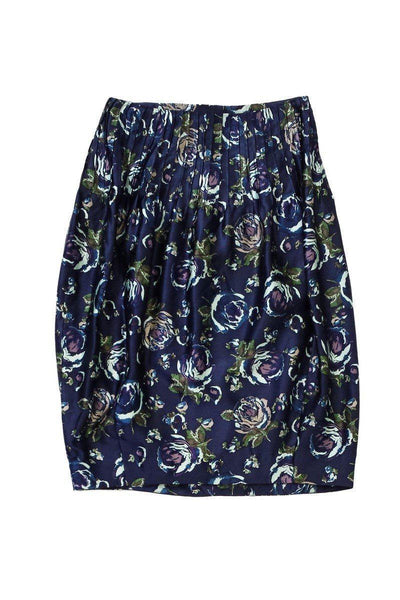 Current Boutique-Suno - Blue Floral Print Silk Skirt Sz XS