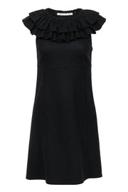 Current Boutique-Susana Monaco - Black Wool Mini Ruffled Dress Sz 6