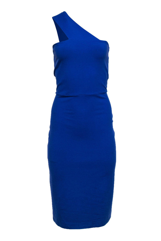 Current Boutique-Susana Monaco - Cornflower Blue One Shoulder Bodycon Midi Dress Sz L