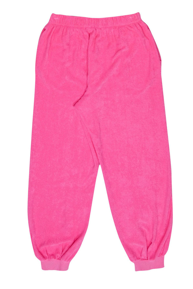 Current Boutique-Suzie Kondi - Hot Pink Terrycloth Joggers w/ Ankle Cuffs Sz S