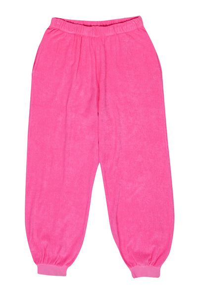 Current Boutique-Suzie Kondi - Hot Pink Terrycloth Joggers w/ Ankle Cuffs Sz S
