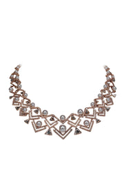 Current Boutique-Swarovski - Rose Gold Collar-Style Necklace w/ Crystals & Pearls