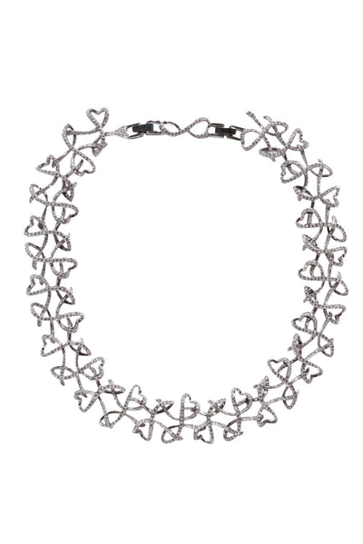 Current Boutique-Swarovski - Scrolled Silver-Tone "Kolye Lightness" Collar Rhinestone Necklace